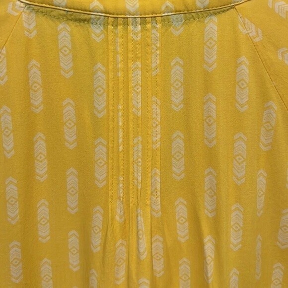 Matilda Jane yellow button down short sleeve tunic top size Large - Picture 6 of 11